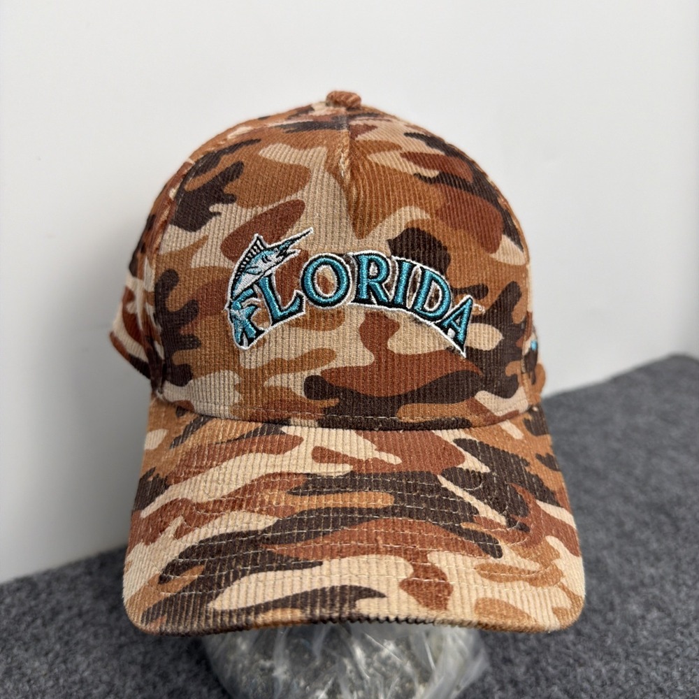 NEW Camo New Era Corduroy Baseball Cap Florida Marlins‎ Snapback Hat NWT